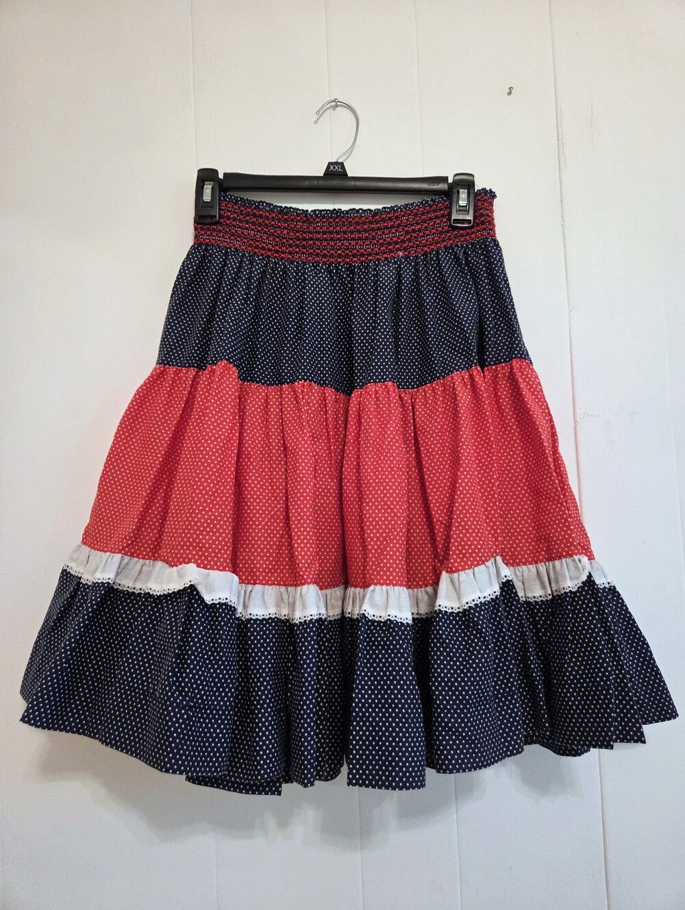 Country Girl Polka Dot Full Ruffled Skirt Handmade Vintage